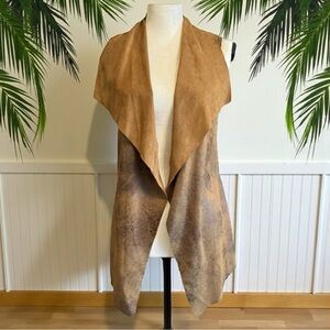 LISETTE-L Montréal Faux Suede Waterfall Vest Brown Distressed XS